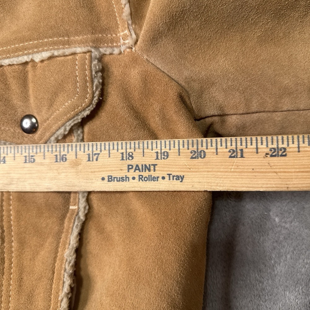 VTG JCPenney Jacket Men 40 Brown Suede Leather Trucker Sherpa Yellowstone 70s - Picture 12 of 13